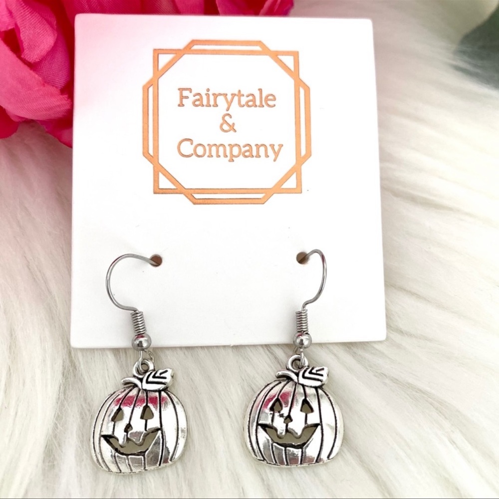 HANDMADE JACK-O-LANTERN EARRINGS BRASS AND NICHOL FREE - Picture 2 of 6